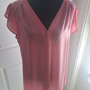 Express Soft Pink V-Neck Blouse